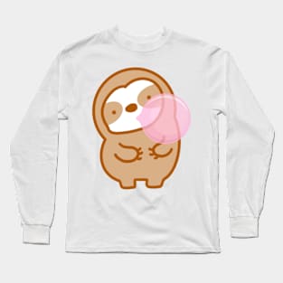 Cute Bubble Gum Sloth Long Sleeve T-Shirt